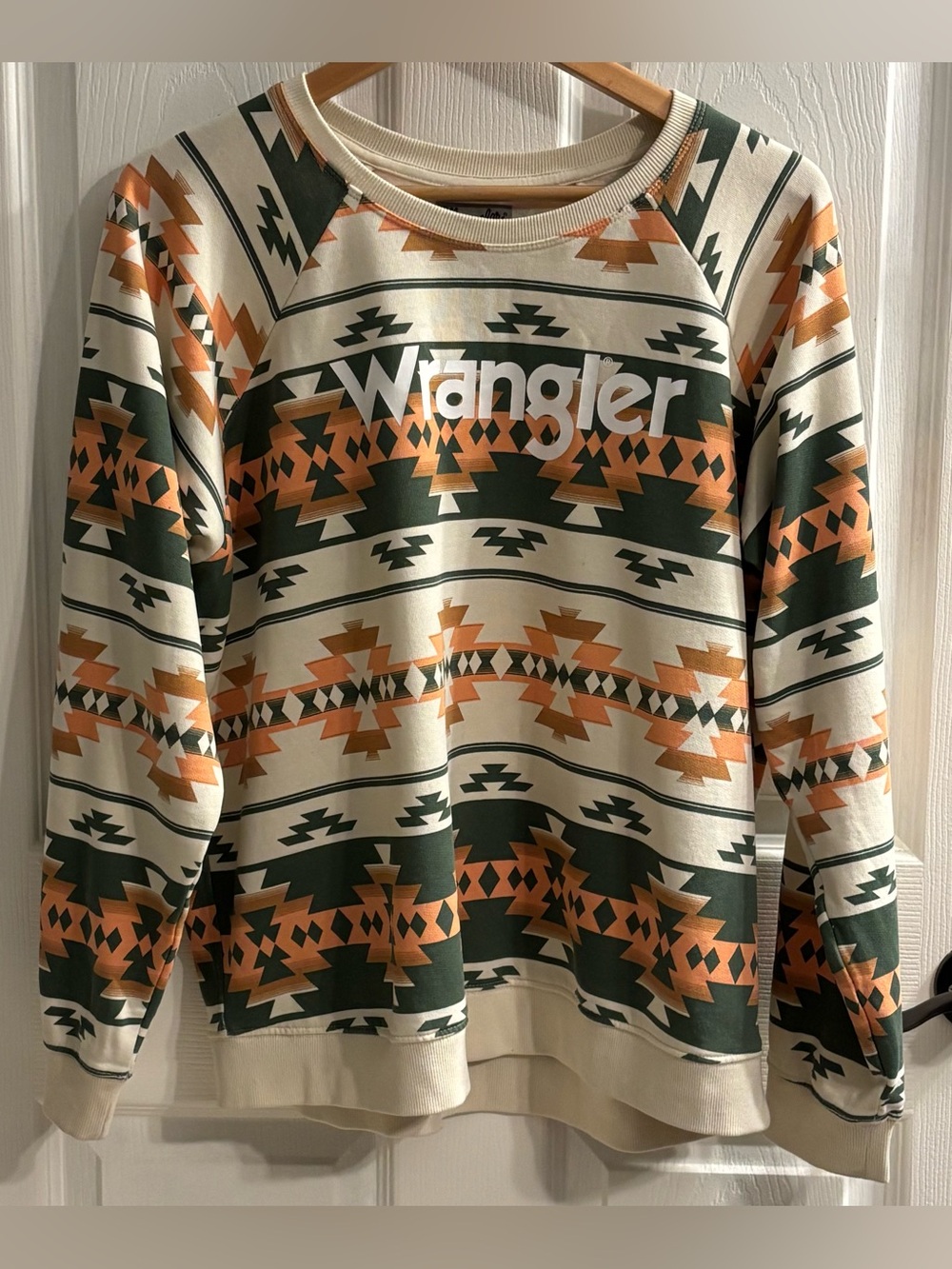 Wrangler Southwestern Aztec Logo Sweatshirt XL Fleece Pullover Western Rancher